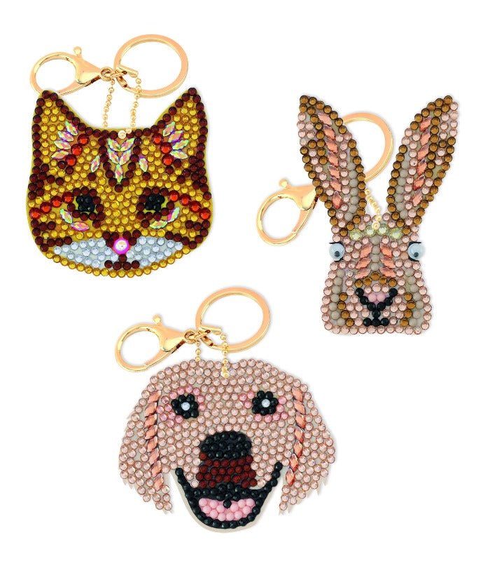 "Perfect Pets" Crystal Art Keyring Kit x 3