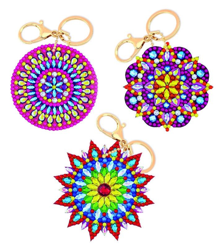 "Mandalas" Crystal Art Keyring Set x3