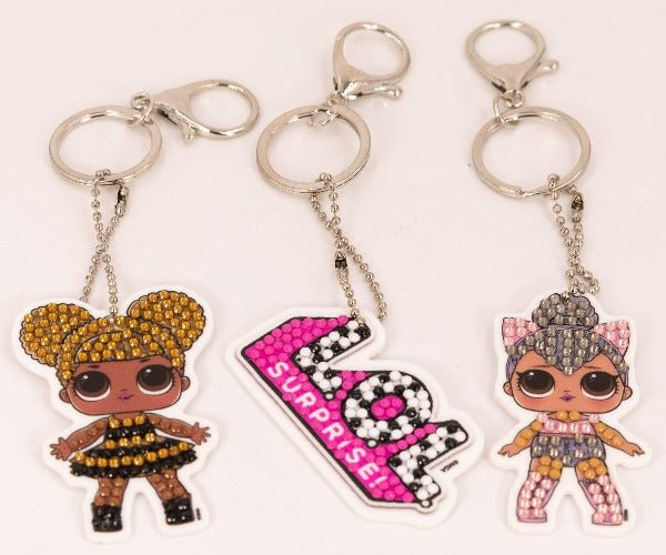 "Kitty Queen & Queen Bee" Crystal Art Keyring Set