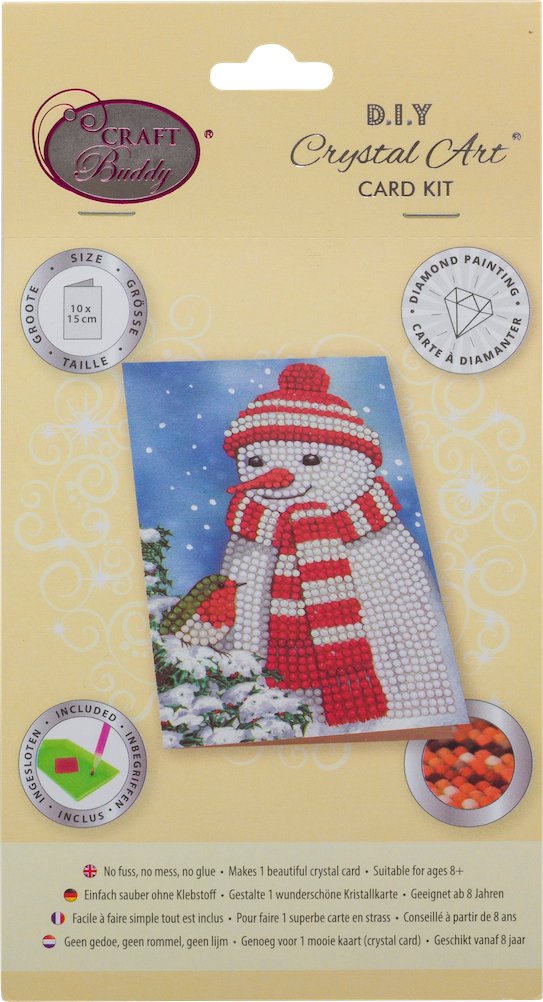 Cosy Snowman, 10x15cm Crystal Art Card