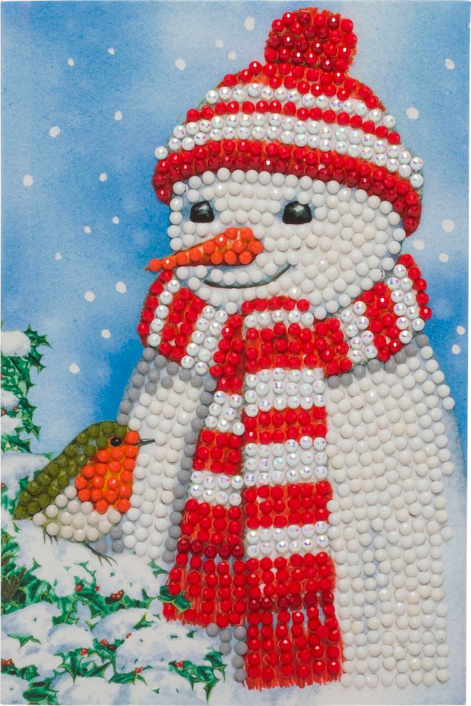 Cosy Snowman, 10x15cm Crystal Art Card