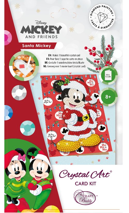 "Santa Mickey" Crystal Art Card 10x15cm