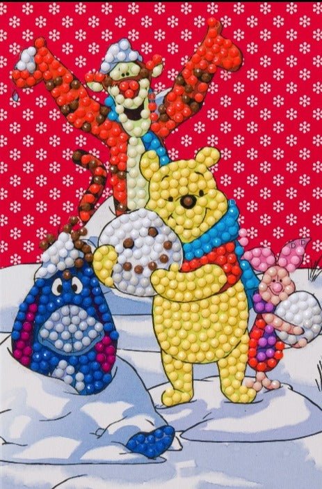 "Winter Winnie the Pooh" Crystal Art Card 10x15cm