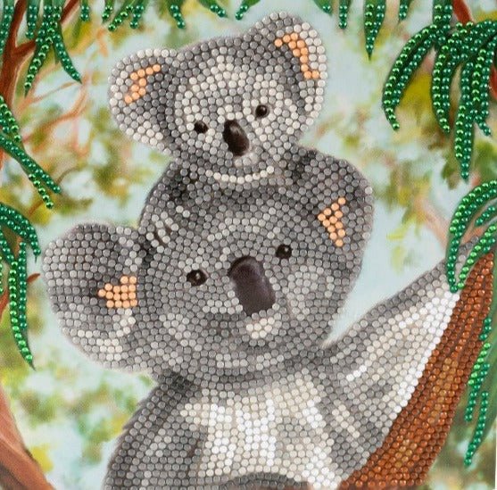 "Koala Cuddles" 18x18cm Crystal Art Card
