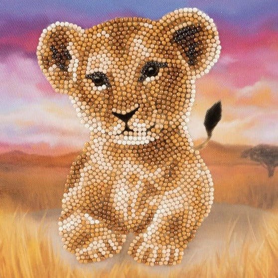 "Lion Cub" 18x18cm Crystal Art Card