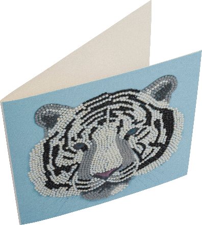 "White Tiger Head" 18x18cm Crystal Art Card