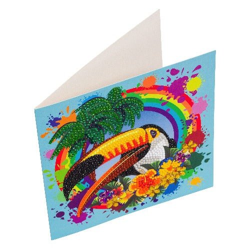 "Rainbow Toucan" Crystal Art Card 18x18cm