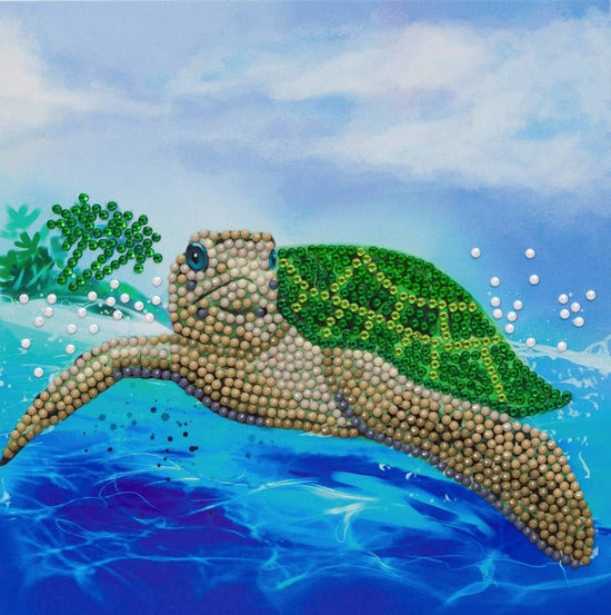 "Turtle Paradise" Crystal Art Card 18x18cm