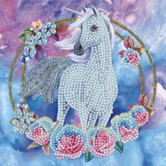 "Unicorn Garland" Crystal Art Card 18x18cm