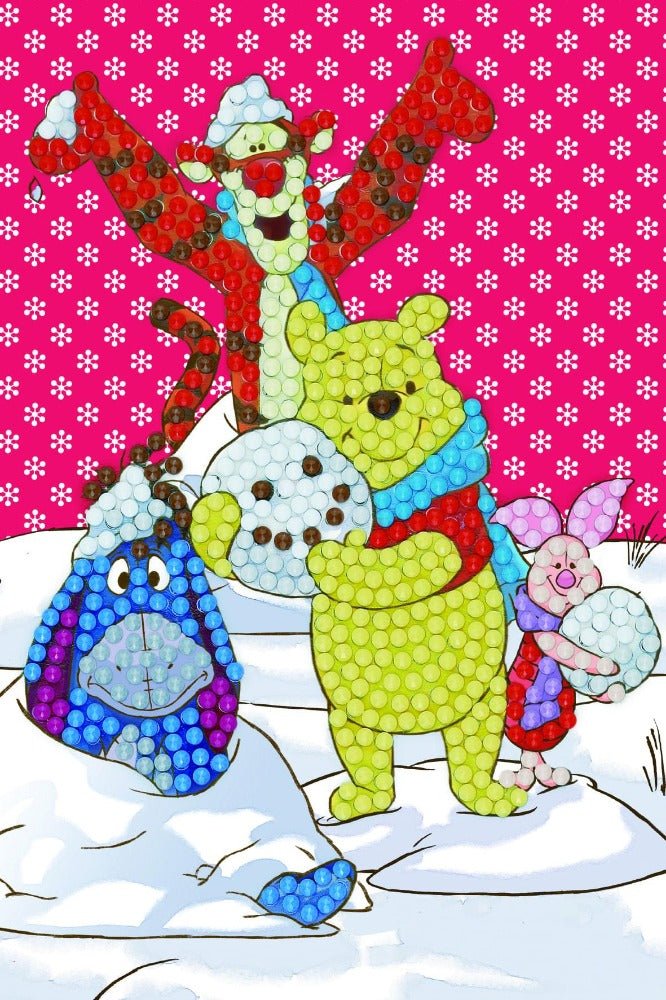 "Winter Winnie the Pooh" Crystal Art Card 10x15cm