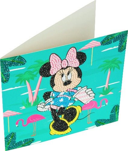 "Minnie on Holiday" Crystal Art Card 18x18cm