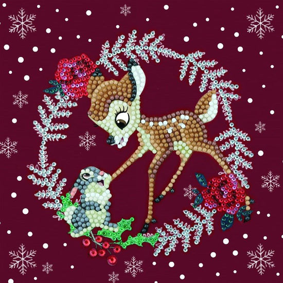 "Festive Bambi" Crystal Art Card 18x18cm