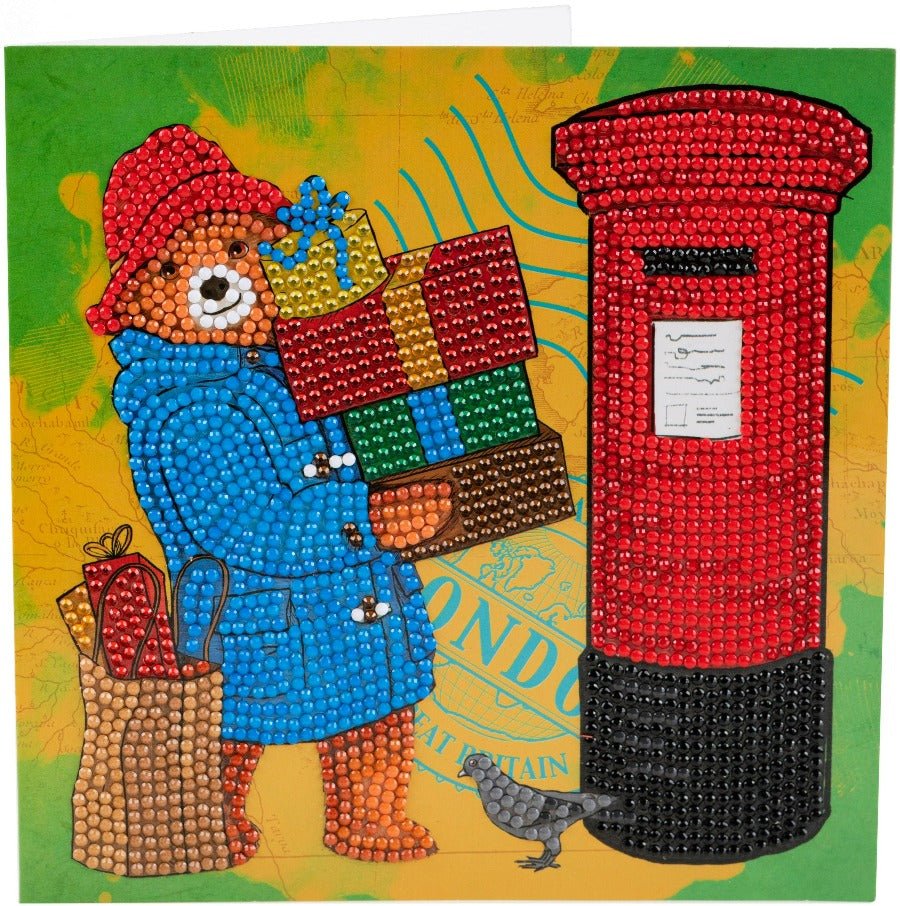 Paddington with Gifts 18x18cm Crystal Art Card