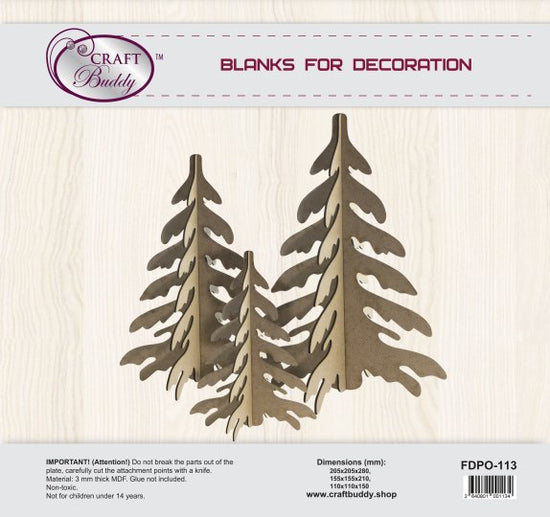 Craft Buddy Pretty Festive MDF Trees Set of 3