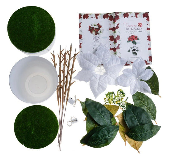 Forever Flowerz Poinsettia Plant Pot Kit Contents