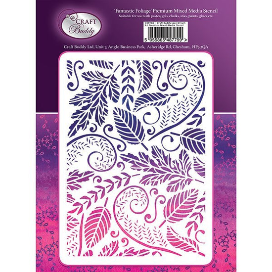 Forever Flowerz A5 Premium Embossing Stencil  - Fantastic Foliage - CBST21