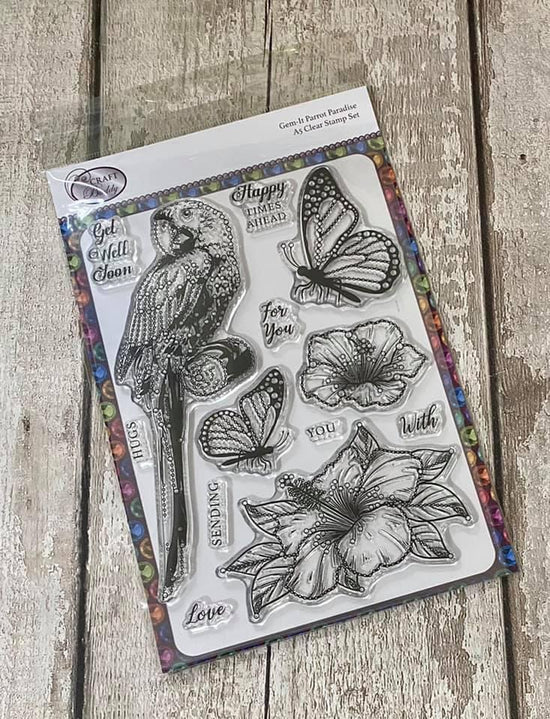 GS13: Craft Buddy Gem It! Parrot Paradise A5 Clear Stamp Set