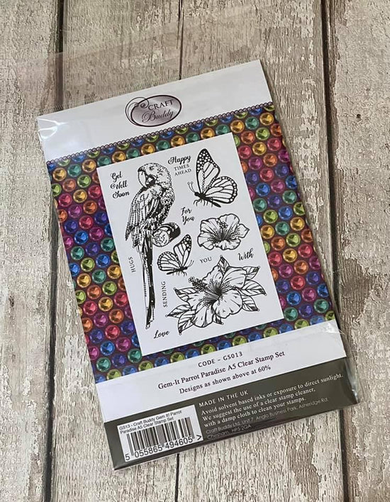 GS13: Craft Buddy Gem It! Parrot Paradise A5 Clear Stamp Set