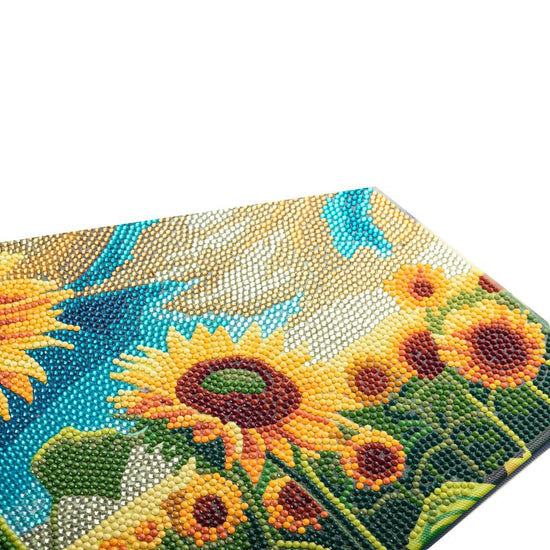 “Golden Sunflower Blooms” Crystal Art Kit 30x30cm Close up 