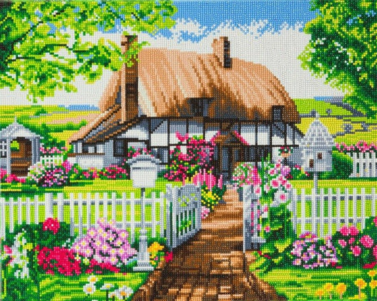 "Rose Cottage" Framed Crystal Art Kit 40x50 cm