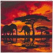 Elephant silhouette crystal art canvas kit