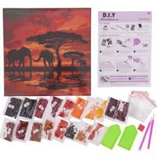 Elephant silhouette crystal art canvas kit details