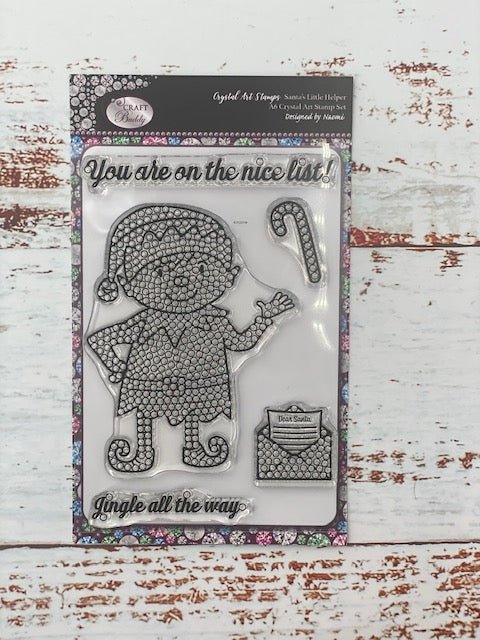 CCST34: Craft Buddy Crystal Art Santa’s Little Helper A6 Stamp Set