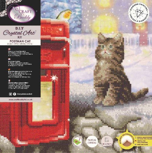 "Postman Cat" Crystal Art Kit 30x30cm