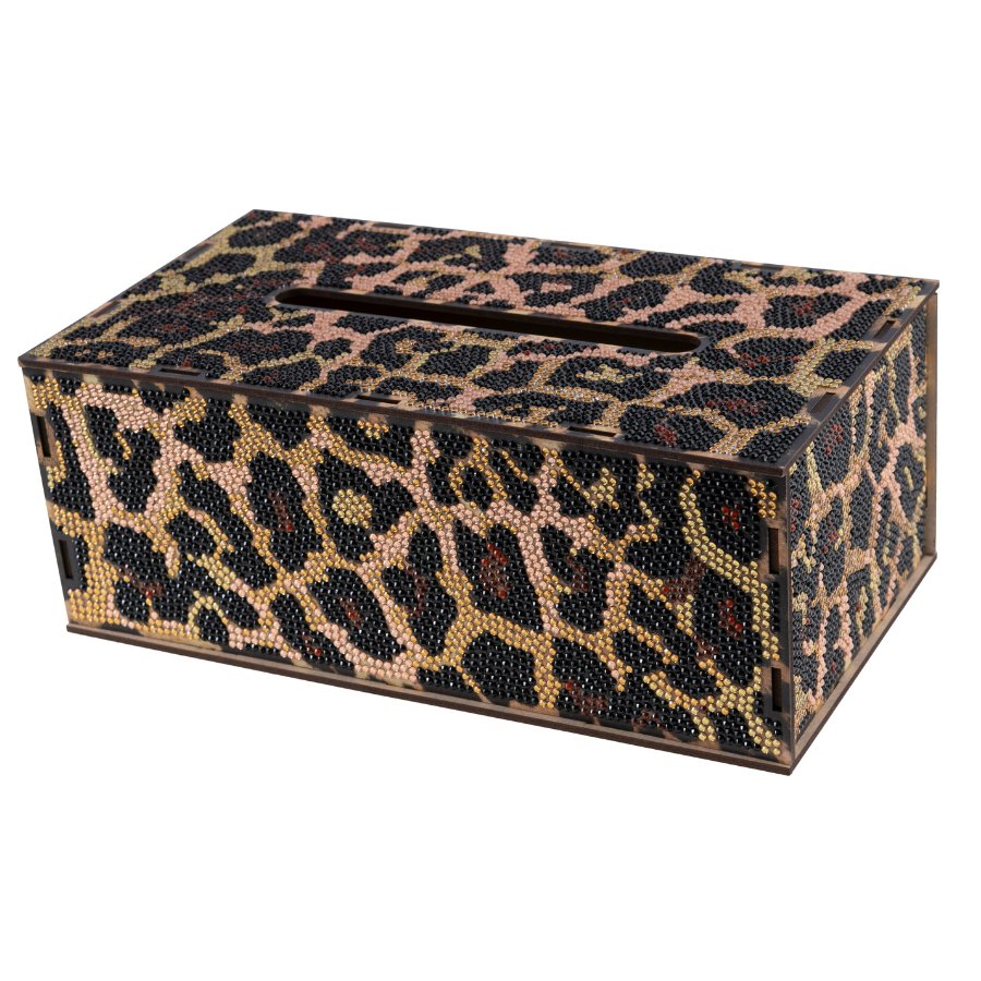 Leopard crystal art tissue box front 
