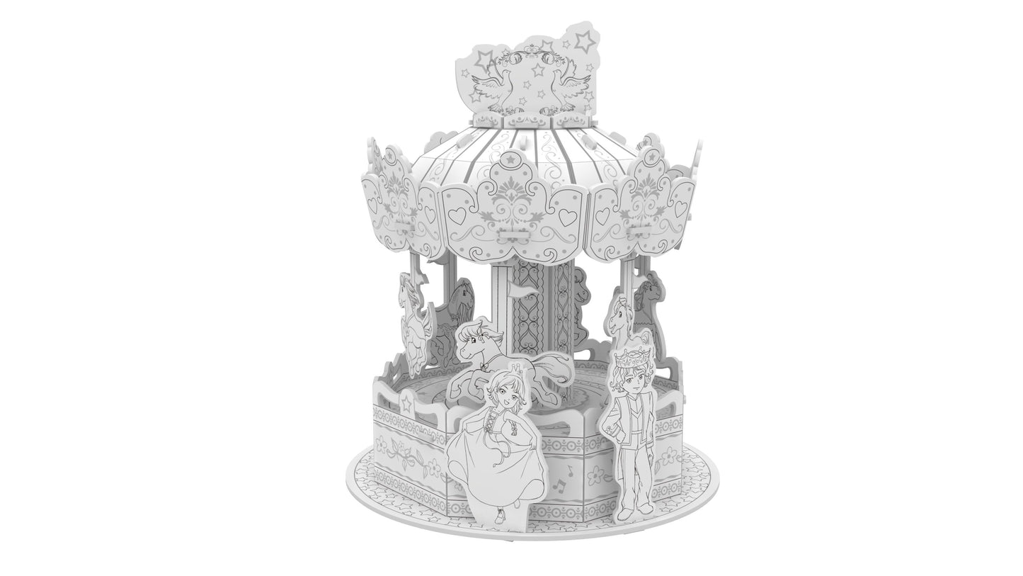 "Magical Merry Go Round" 3D Colour Me Puzzle Kit