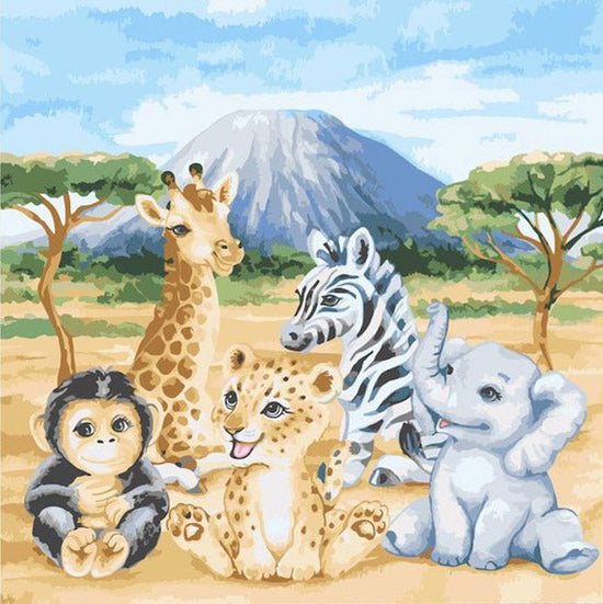 "Safari Animals" Paint by Numbers Framed Kit 30x30cm