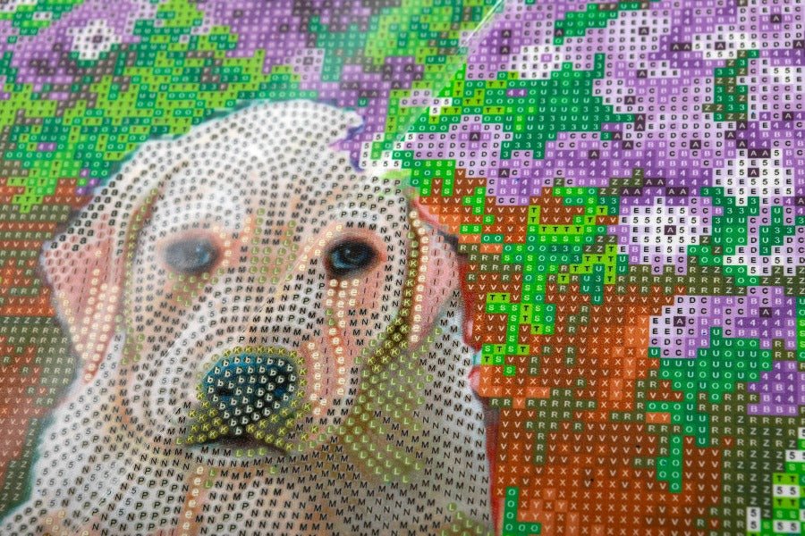 Floral pup crystal art kit layout