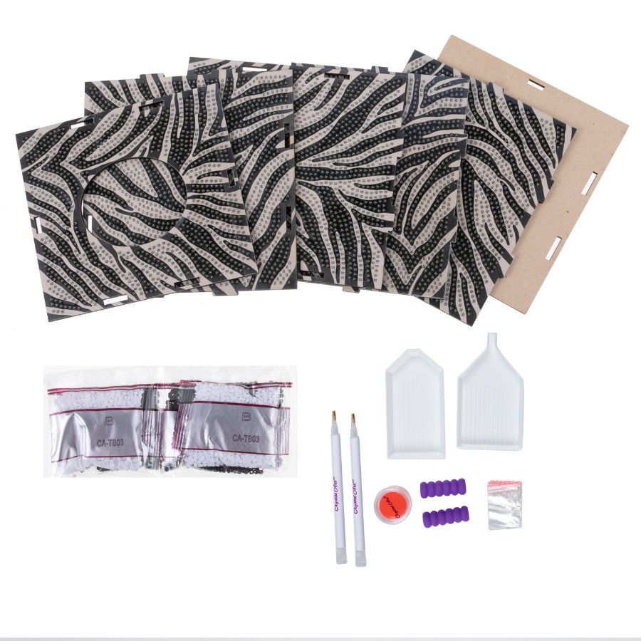 Zebra crystal art tissue box content