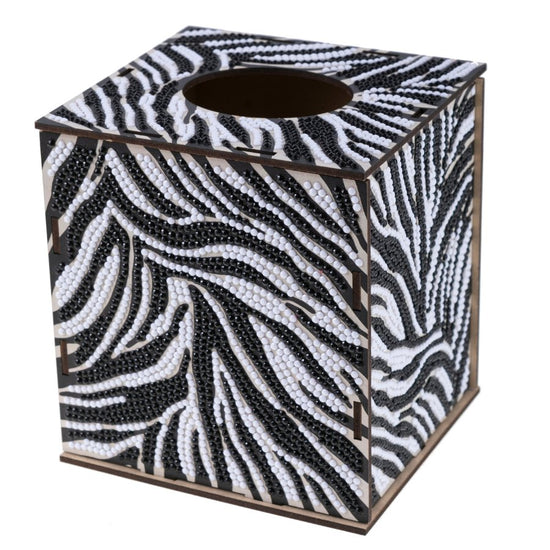 Zebra crystal art tissue box front 