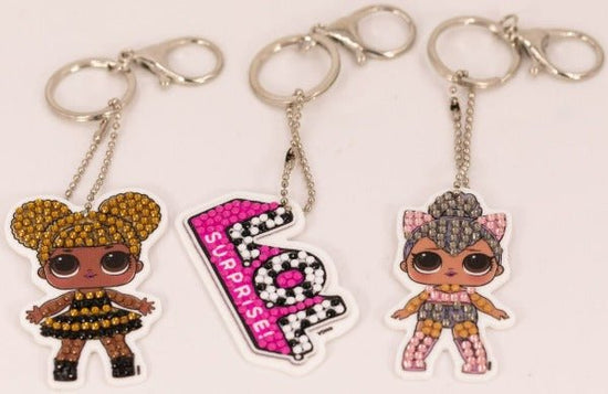 "Kitty Queen & Queen Bee" Crystal Art Keyring Set