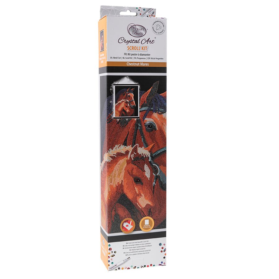 Chestnut mares crystal art scroll kit 35x45cm front