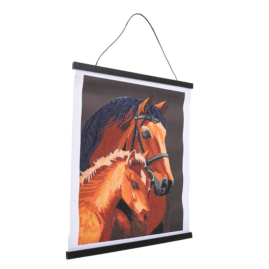 Chestnut mares crystal art scroll kit 35x45cm side