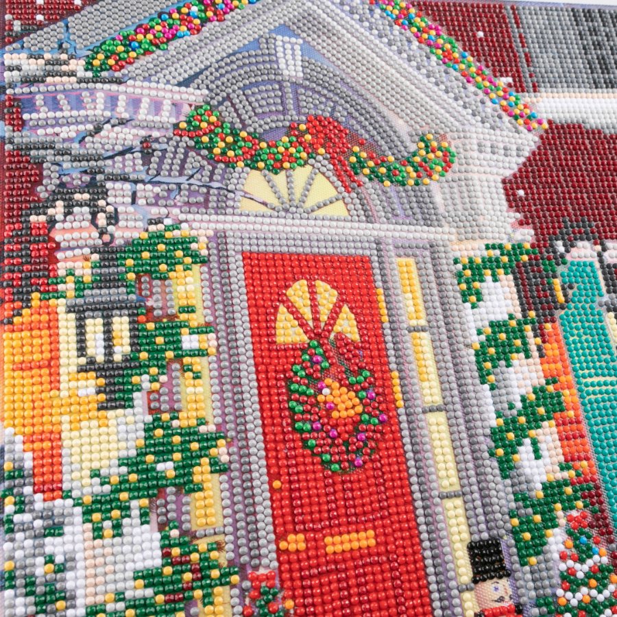 Christmas House 40x50cm Crystal Art Kit Close Up