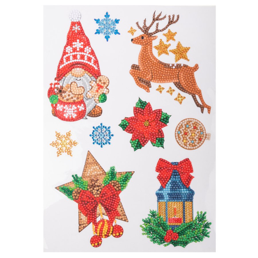 Crystal Art Wall Sticker Set Of 5 - Christmas Joy