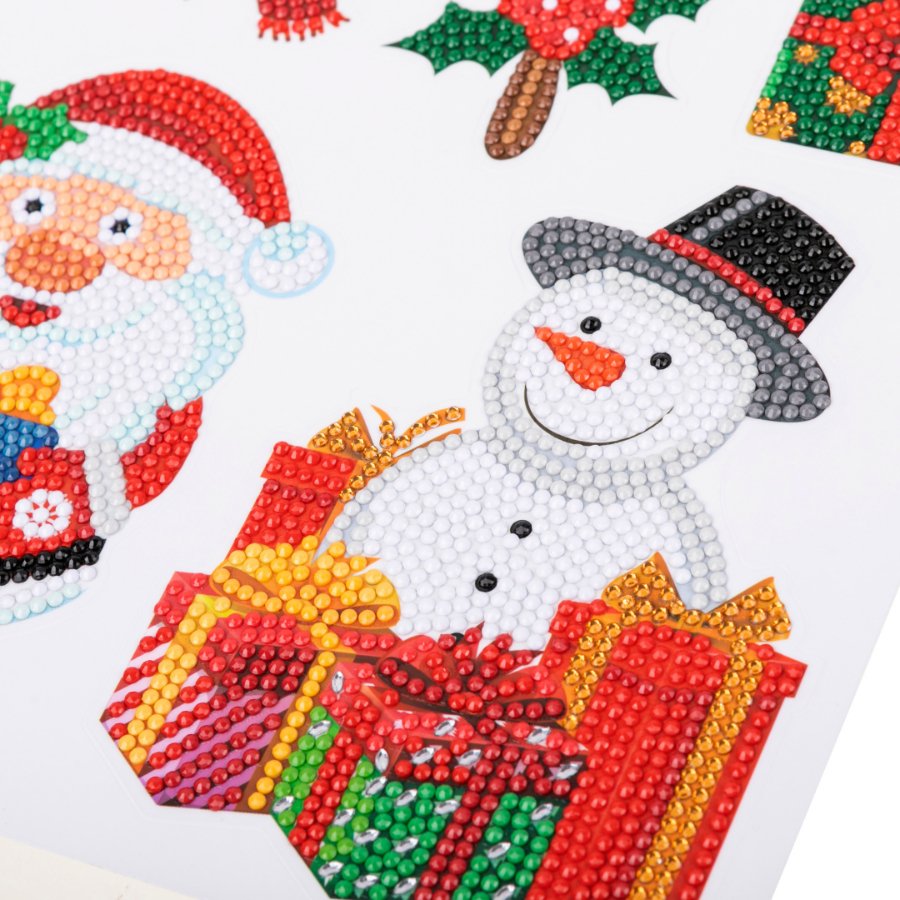 Crystal Art Wall Sticker Set Of 5 - Christmas Joy - Close Up