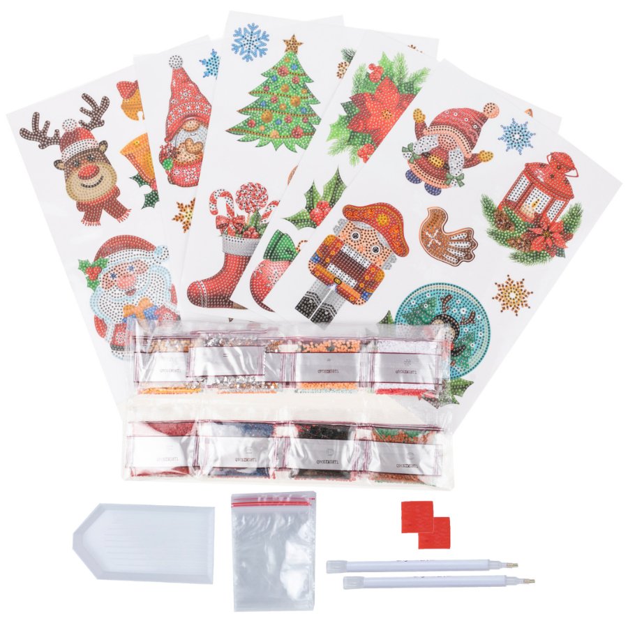 Crystal Art Wall Sticker Set Of 5 - Christmas Joy - Contents