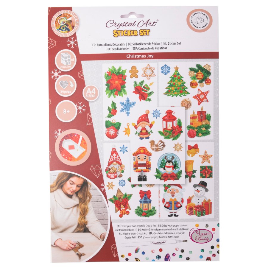 Crystal Art Wall Sticker Set Of 5 - Christmas Joy - Front Packaging