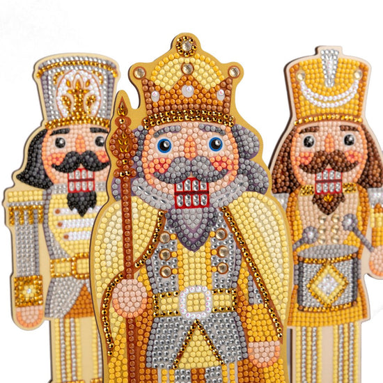 Load image into Gallery viewer, Crystal Art Nutcrackers MDF - Gold and Silver Close Up

