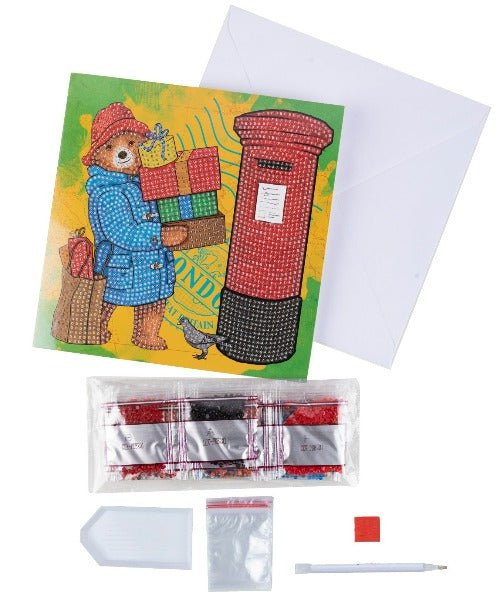 Paddington with Gifts 18x18cm Crystal Art Card