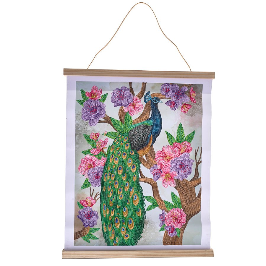 Peacock peony crystal art scroll kit 35x45cm