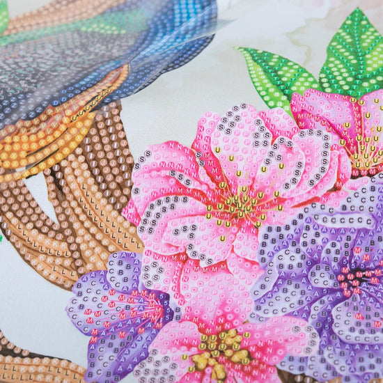 Peacock peony crystal art scroll kit 35x45cm before