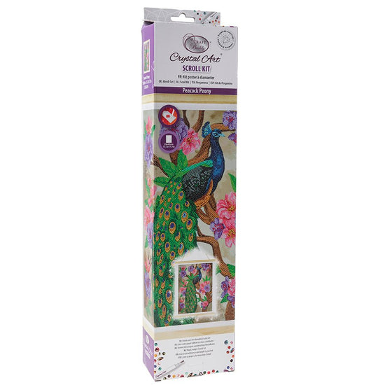 Peacock peony crystal art scroll kit 35x45cm front