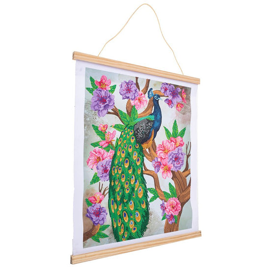 Peacock peony crystal art scroll kit 35x45cm side