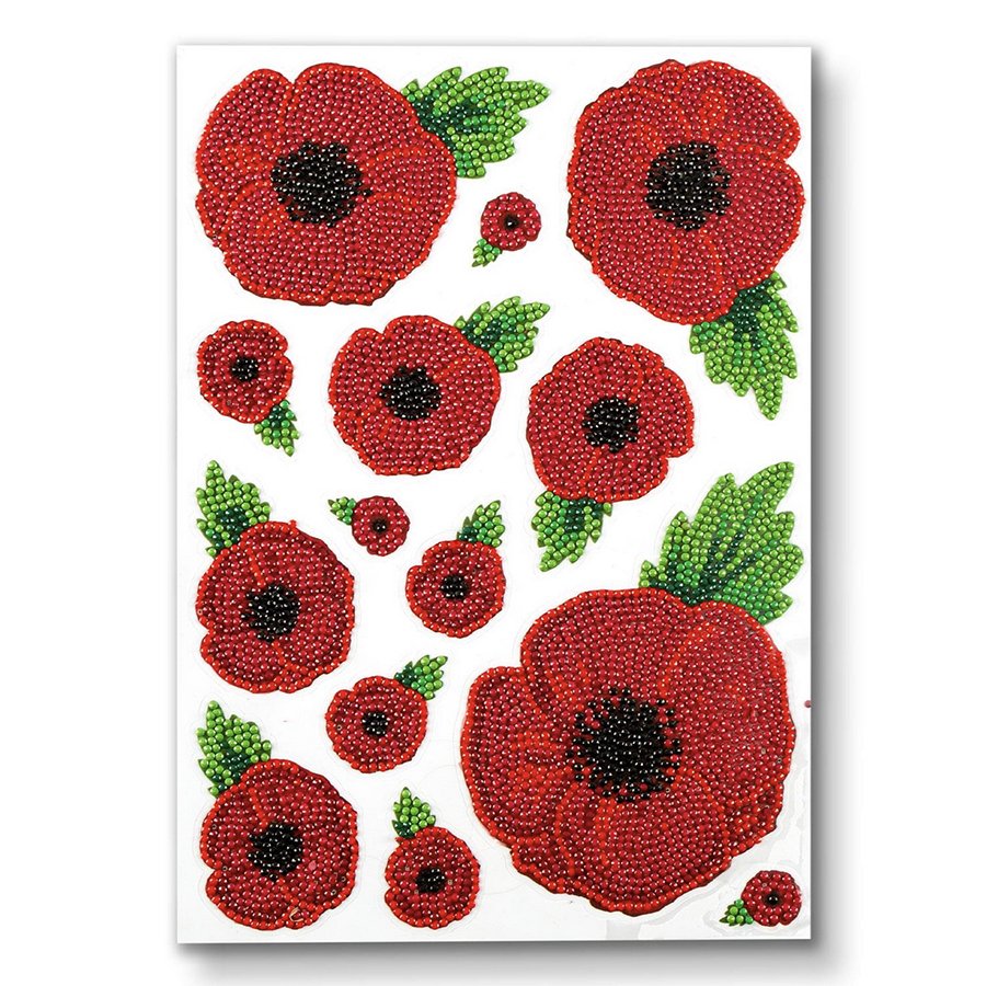 Poppy crystal art sticker sheet