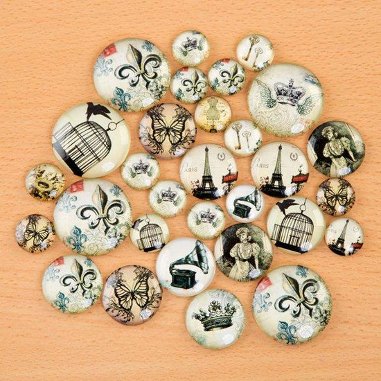 30 Assorted Glass Cabochons